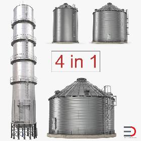 3D model Grain Storage Bins Collection